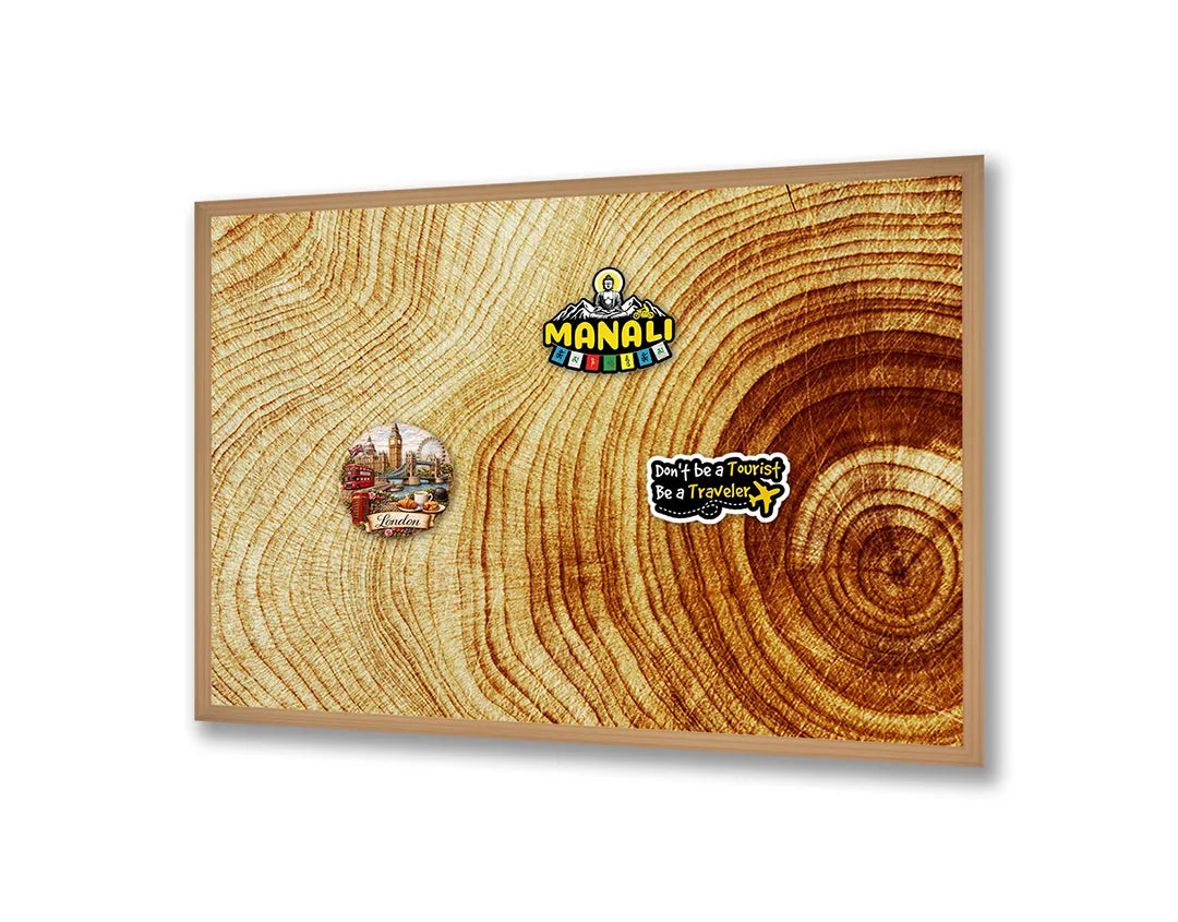 Metall Magnetboard mit hochwertigem Baumstamm Querschnitt Ringe Holz Design