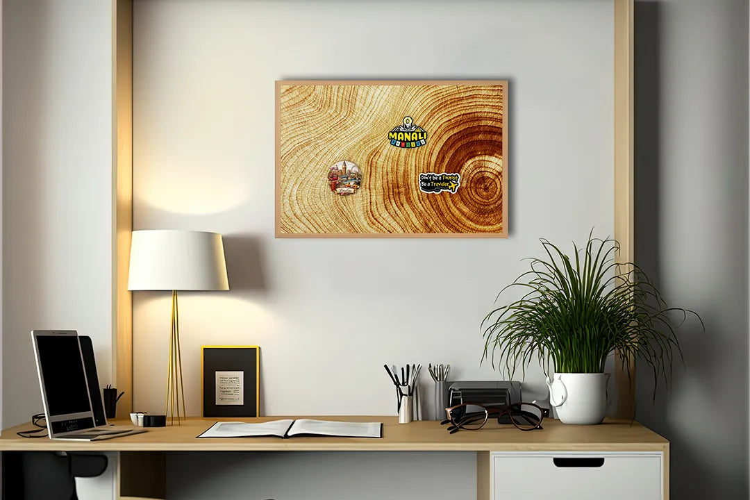 Metall Magnetboard mit hochwertigem Baumstamm Querschnitt Ringe Holz Design