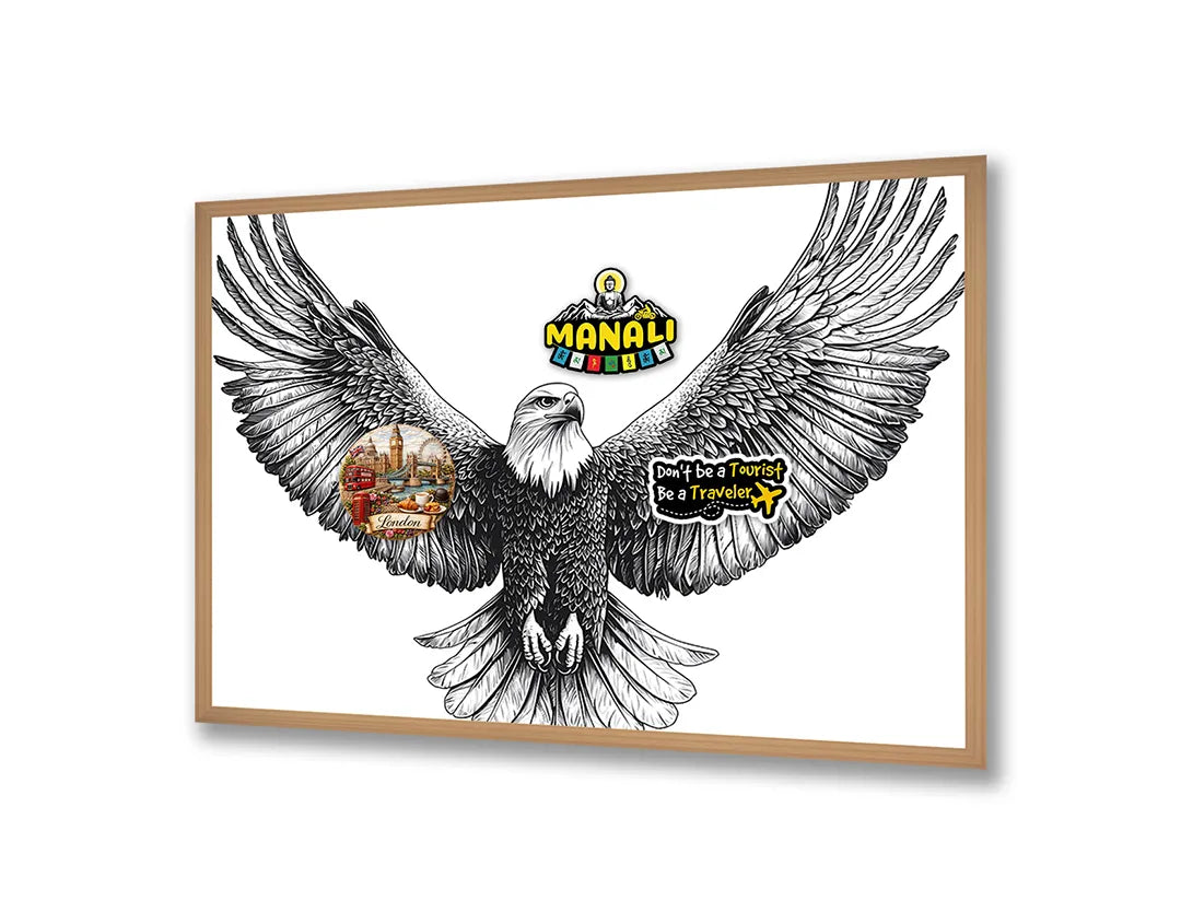 Metall Magnetboard mit hochwertigem Fliegende Adler schwarz weiß Design