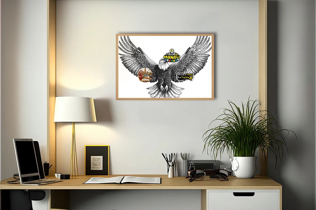 Metall Magnetboard mit hochwertigem Fliegende Adler schwarz weiß Design