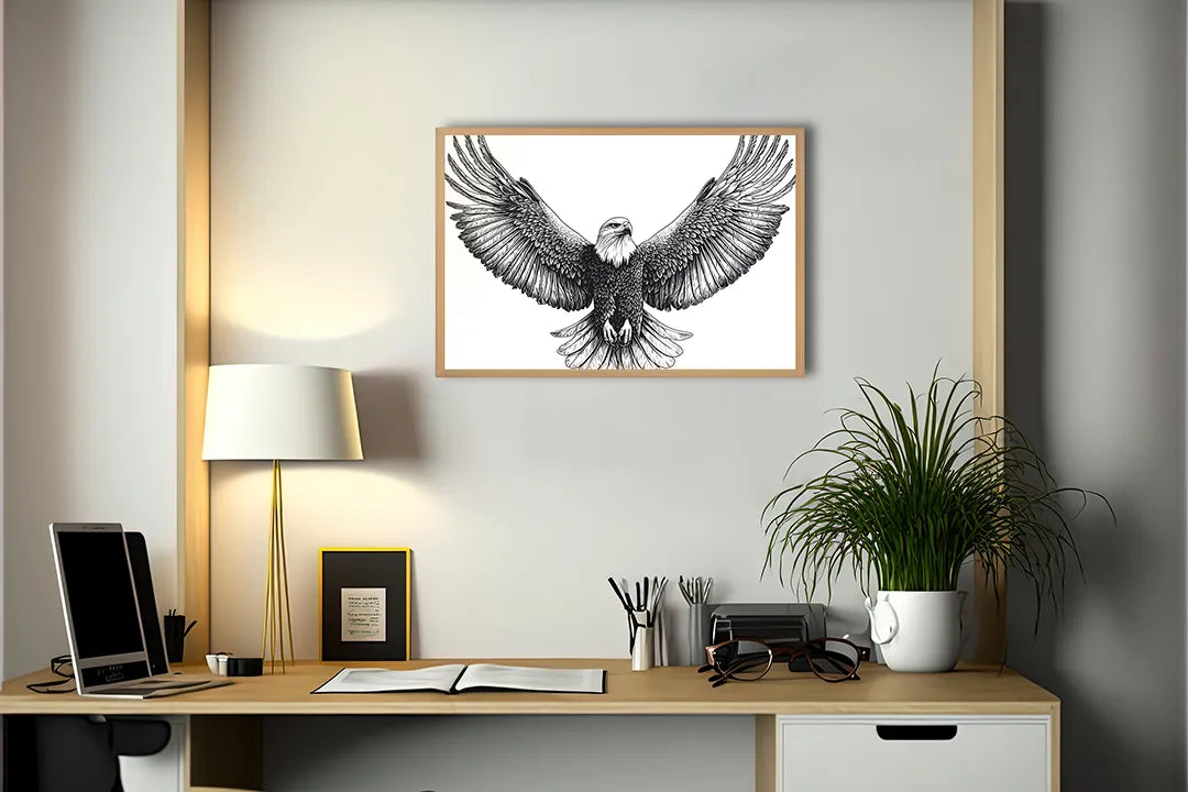 Metall Magnetboard mit hochwertigem Fliegende Adler schwarz weiß Design