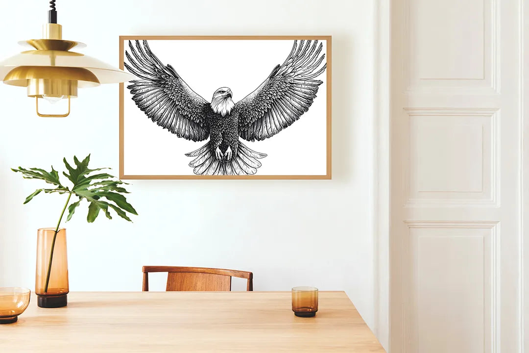 Metall Magnetboard mit hochwertigem Fliegende Adler schwarz weiß Design