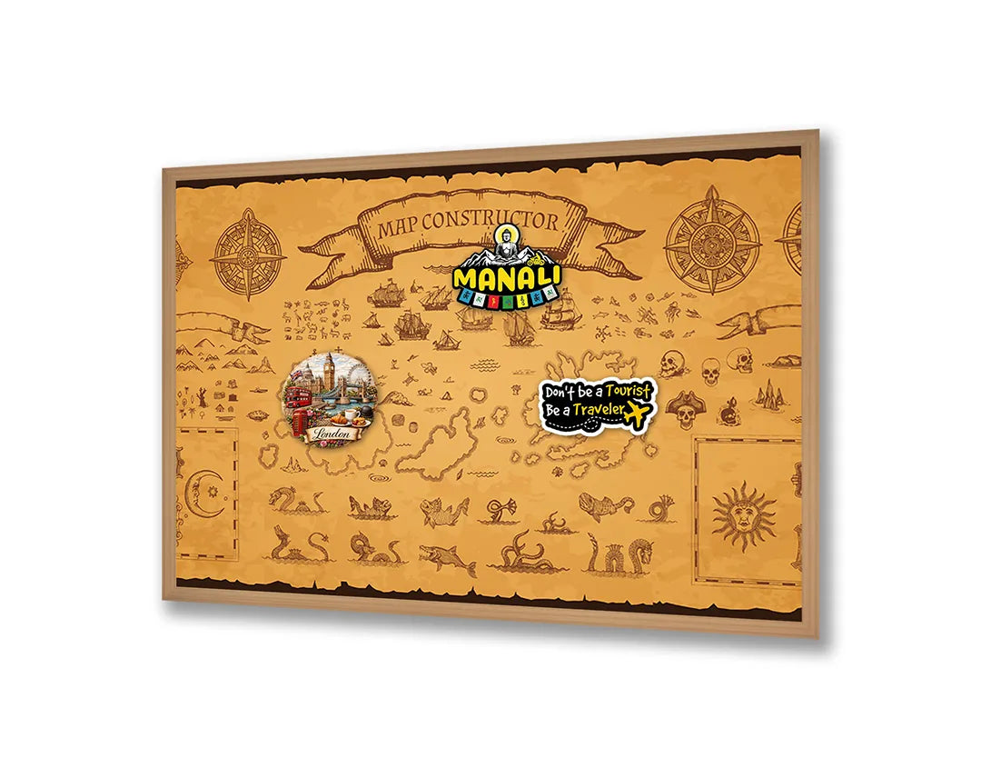 Metall Magnetboard mit hochwertigem Alte Schatzkarte Piraten Design