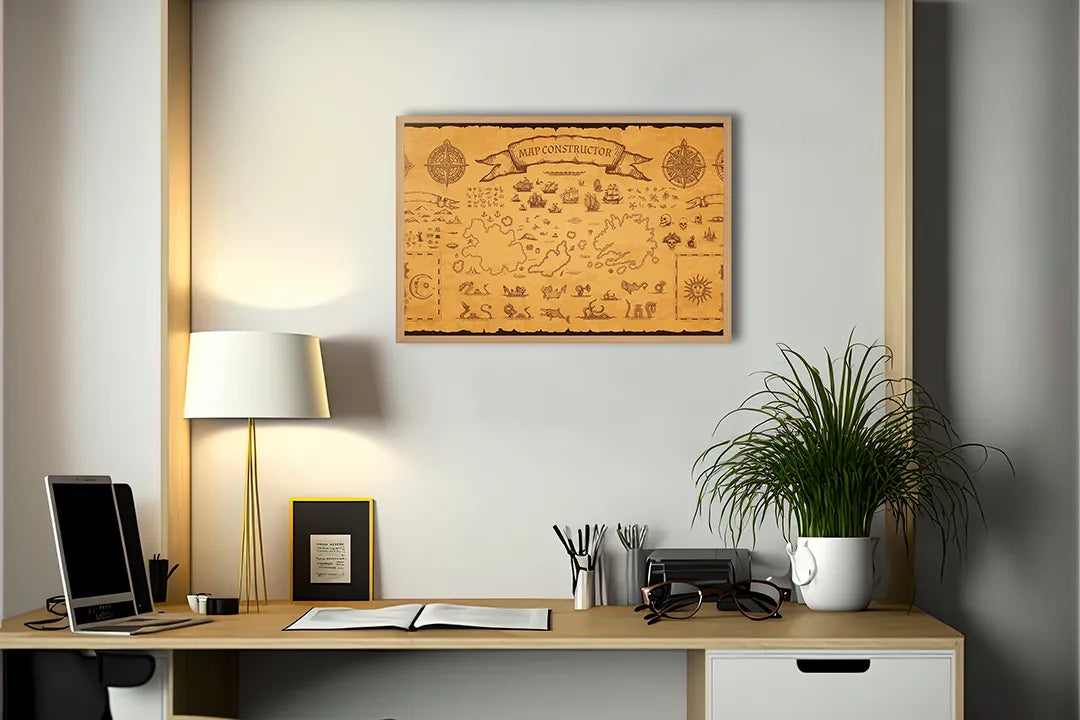 Metall Magnetboard mit hochwertigem Alte Schatzkarte Piraten Design