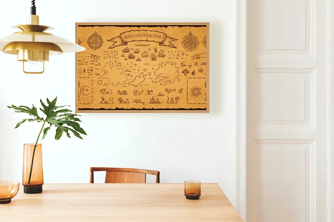 Metall Magnetboard mit hochwertigem Alte Schatzkarte Piraten Design