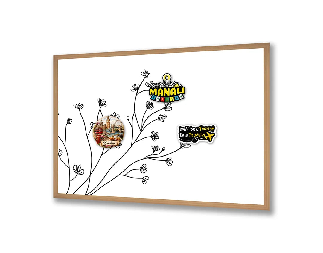Metall Magnetboard mit hochwertigem Feine Zweige mit Blumen Linienzeichnung Design