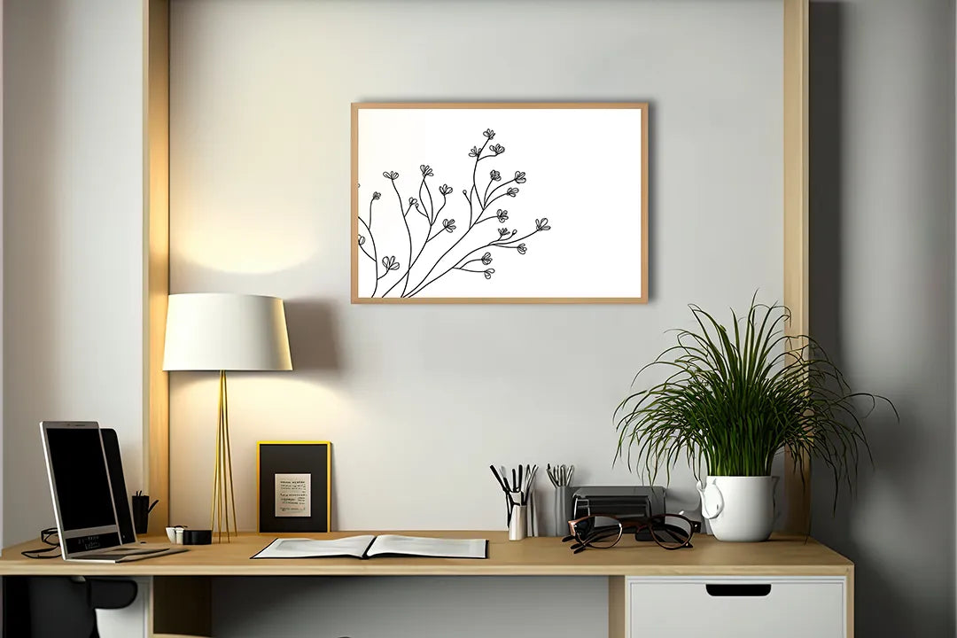 Metall Magnetboard mit hochwertigem Feine Zweige mit Blumen Linienzeichnung Design