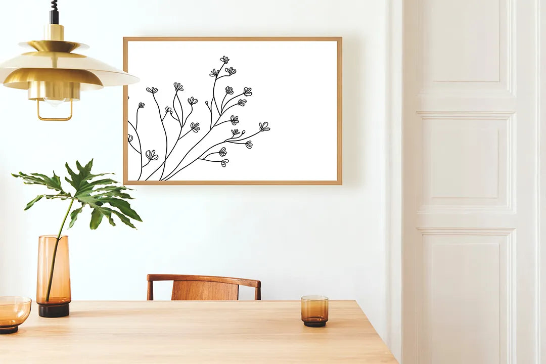 Metall Magnetboard mit hochwertigem Feine Zweige mit Blumen Linienzeichnung Design