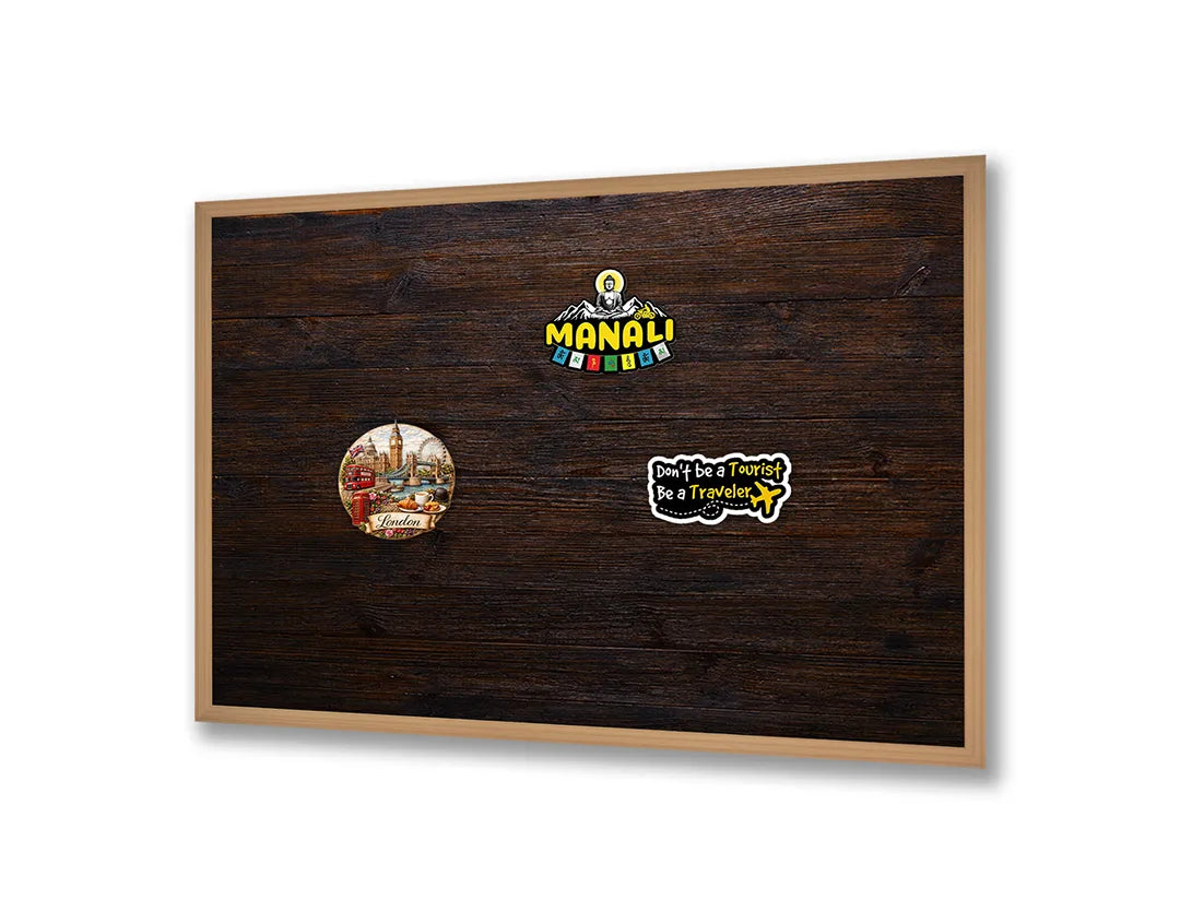 Metall Magnetboard mit hochwertigem Dunkel Holz Textur Design