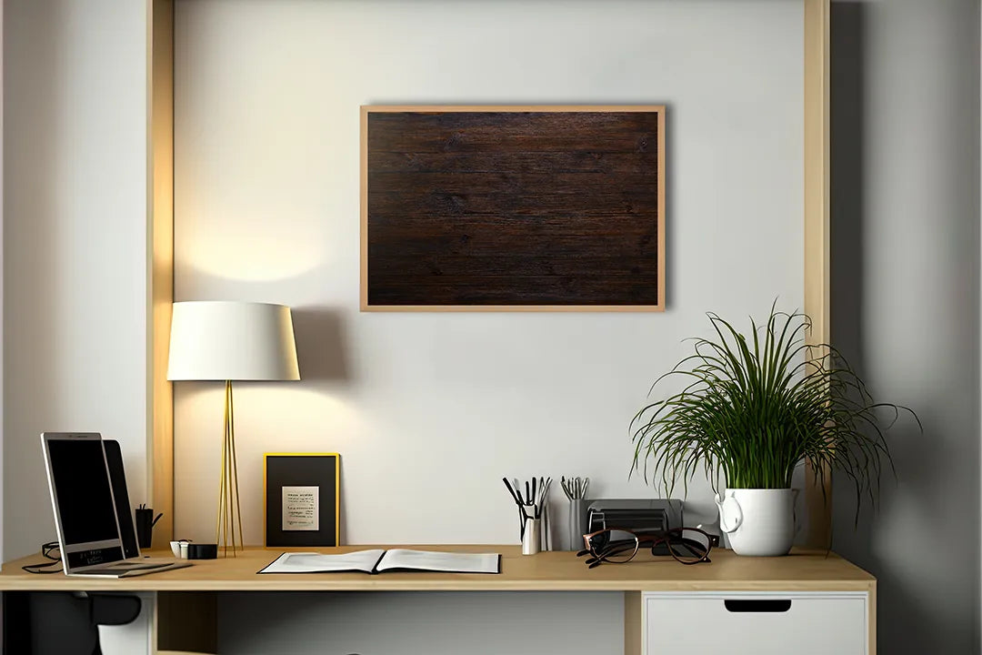 Metall Magnetboard mit hochwertigem Dunkel Holz Textur Design