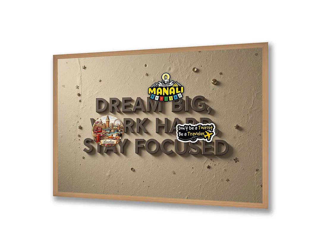 Metall Magnetboard mit hochwertigem Dream big work hard Text Wand Design