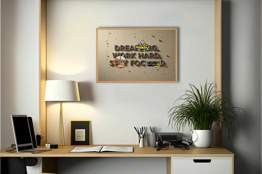 Metall Magnetboard mit hochwertigem Dream big work hard Text Wand Design