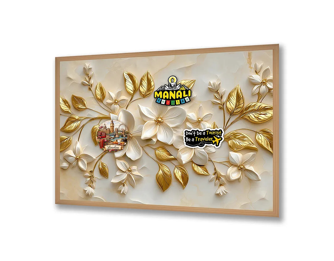Metall Magnetboard mit hochwertigem Goldene Blumen Relief 3d Design
