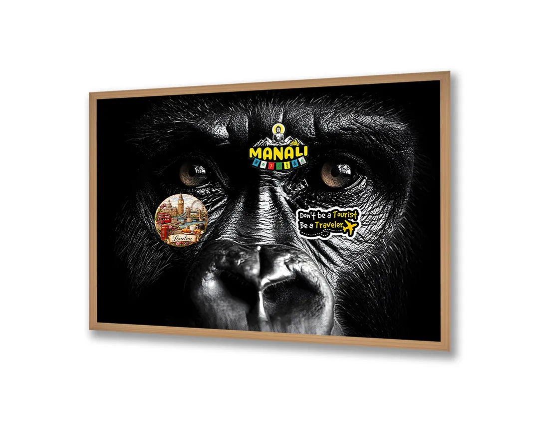 Metall Magnetboard mit hochwertigem Gorilla Gesicht Close Up dunkel Design