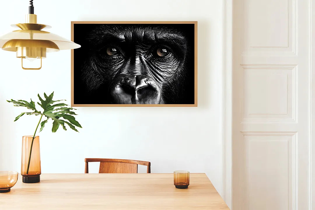 Metall Magnetboard mit hochwertigem Gorilla Gesicht Close Up dunkel Design