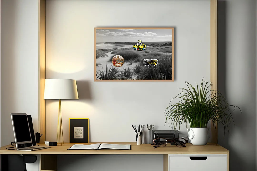 Metall Magnetboard mit hochwertigem Dünenlandschaft schwarz weiß Design