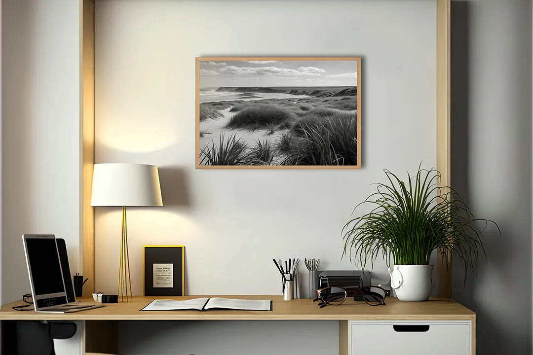 Metall Magnetboard mit hochwertigem Dünenlandschaft schwarz weiß Design