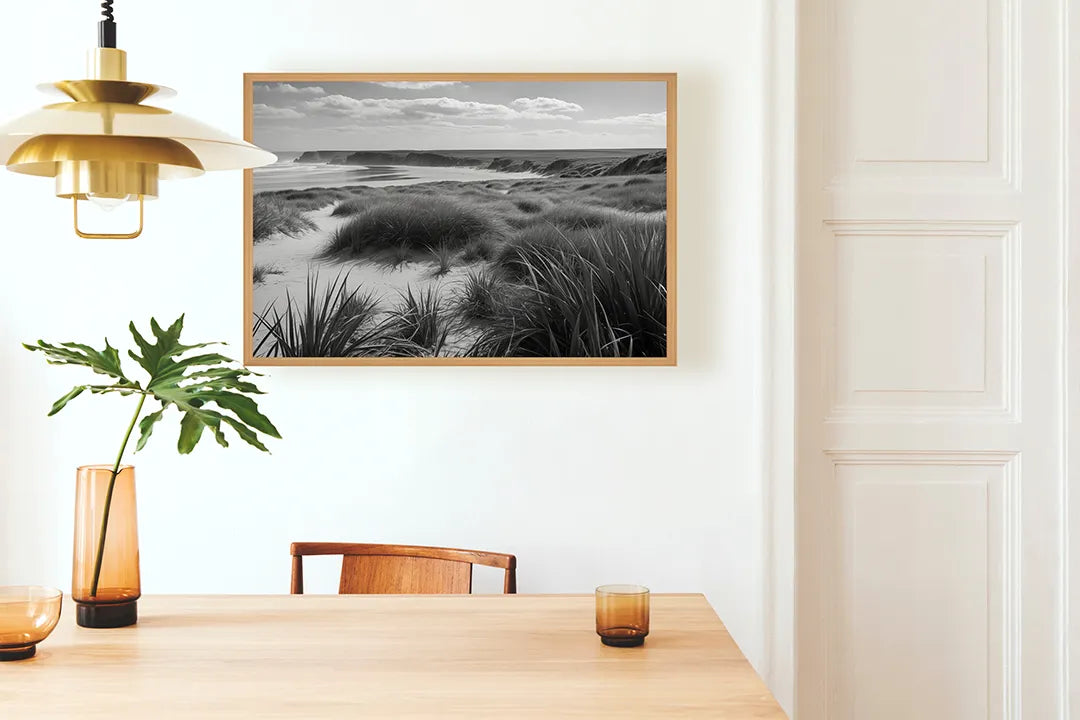 Metall Magnetboard mit hochwertigem Dünenlandschaft schwarz weiß Design