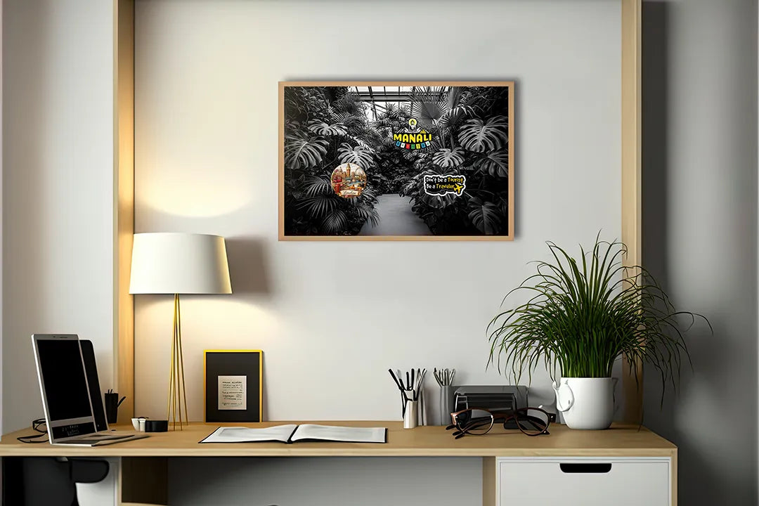 Metall Magnetboard mit hochwertigem Tropische Blätter Gewächshaus schwarz weiß Design