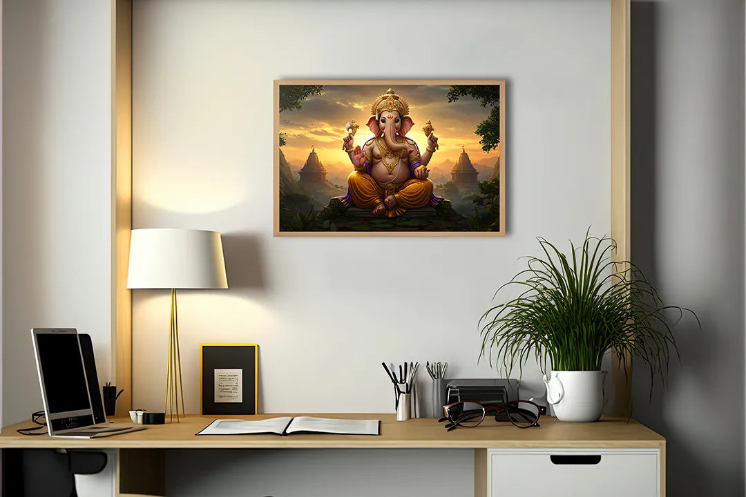 Metall Magnetboard mit hochwertigem Ganesha Gottheit Licht Design