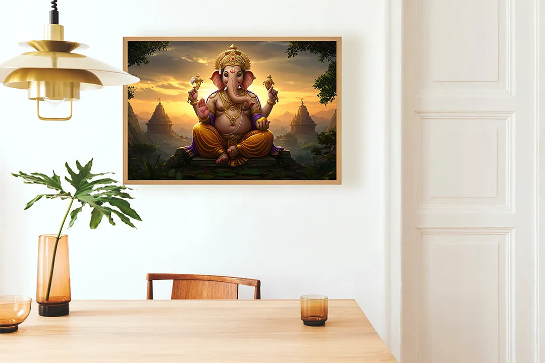 Metall Magnetboard mit hochwertigem Ganesha Gottheit Licht Design