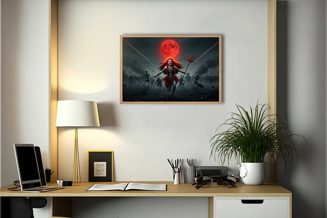 Metall Magnetboard mit hochwertigem Rote Mond Dämon Fantasy Design