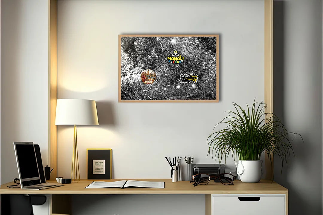 Metall Magnetboard mit hochwertigem Galaxie schwarz weiß Design