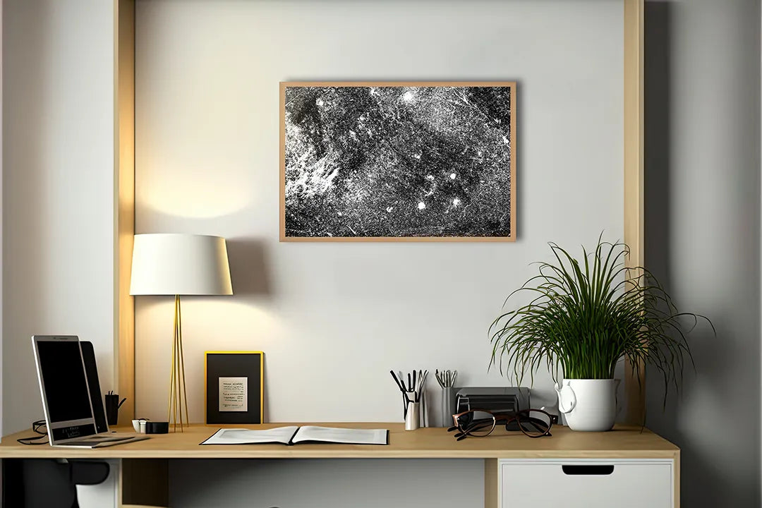 Metall Magnetboard mit hochwertigem Galaxie schwarz weiß Design