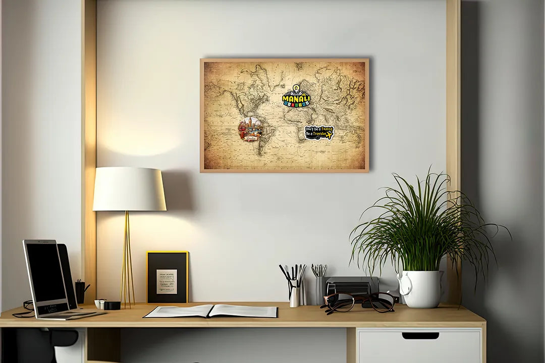 Metall Magnetboard mit hochwertigem Alte Weltkarte Mit Textur Design