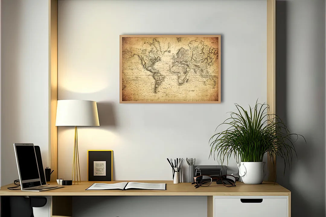 Metall Magnetboard mit hochwertigem Alte Weltkarte Mit Textur Design