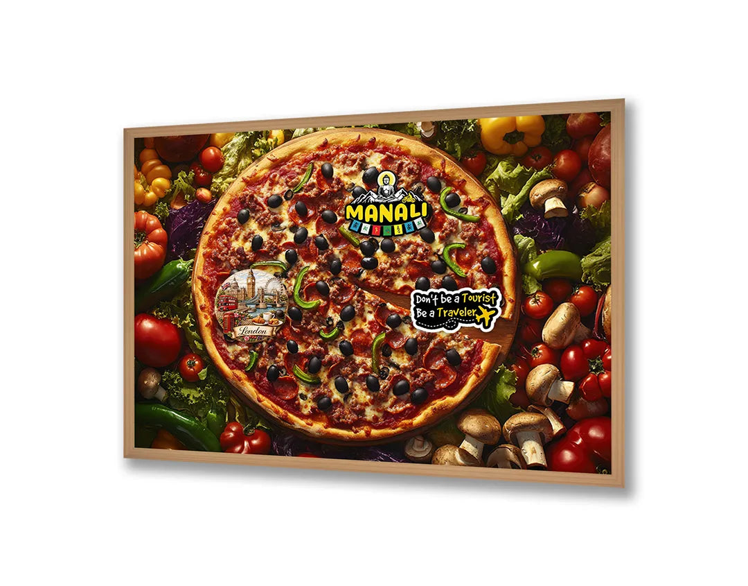 Metall Magnetboard mit hochwertigem Pizza mit Gemüse Draufsicht Design