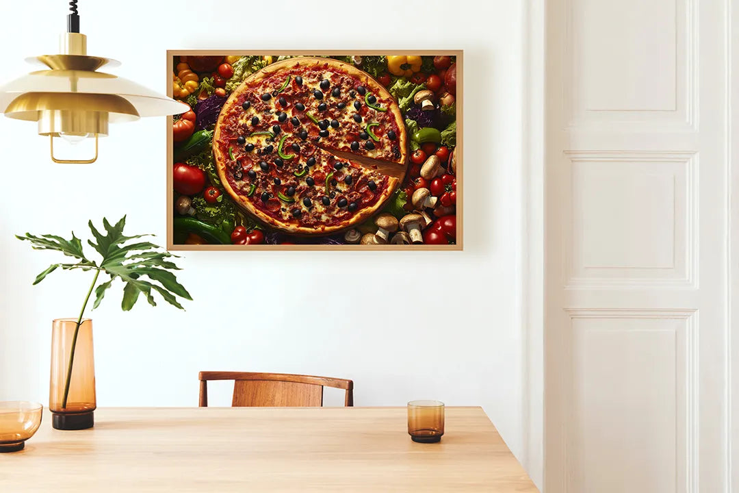 Metall Magnetboard mit hochwertigem Pizza mit Gemüse Draufsicht Design