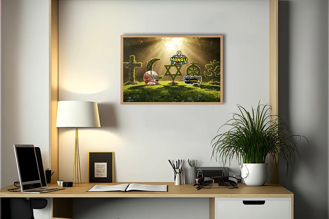 Metall Magnetboard mit hochwertigem Religiöse Symbole Holz Natur Design