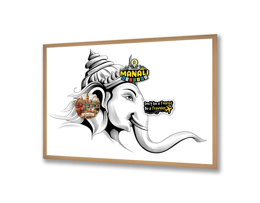 Metall Magnetboard mit hochwertigem Elefant mit Mandala Muster Design