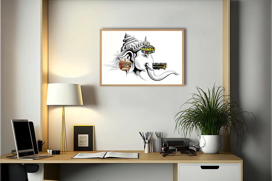 Metall Magnetboard mit hochwertigem Elefant mit Mandala Muster Design
