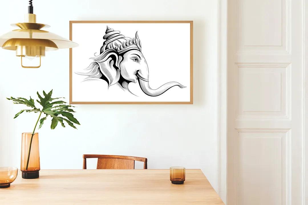 Metall Magnetboard mit hochwertigem Elefant mit Mandala Muster Design