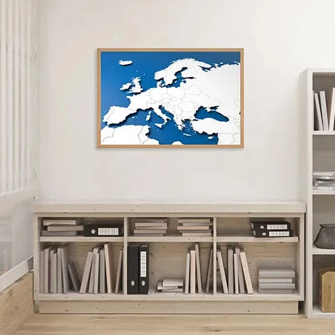 Metall Magnetboard mit hochwertigem Blauw-Witte Europa Karte Design