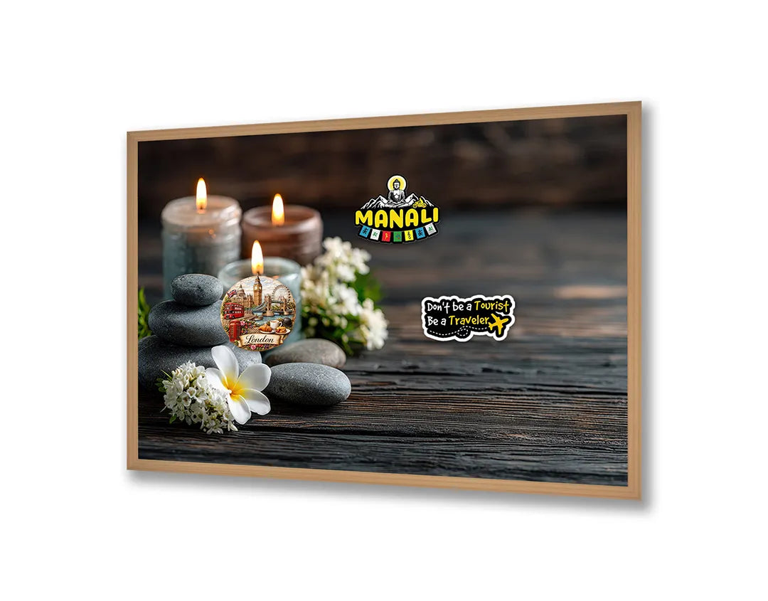 Metall Magnetboard mit hochwertigem Spa Steine Kerzen Orchidee Design
