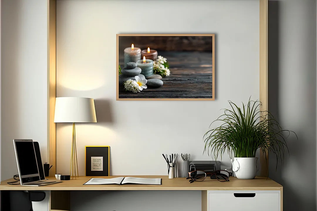 Metall Magnetboard mit hochwertigem Spa Steine Kerzen Orchidee Design