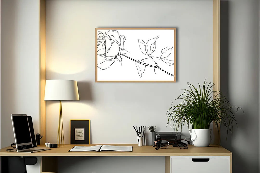 Metall Magnetboard mit hochwertigem Rose Linienzeichnung minimalistisch Design