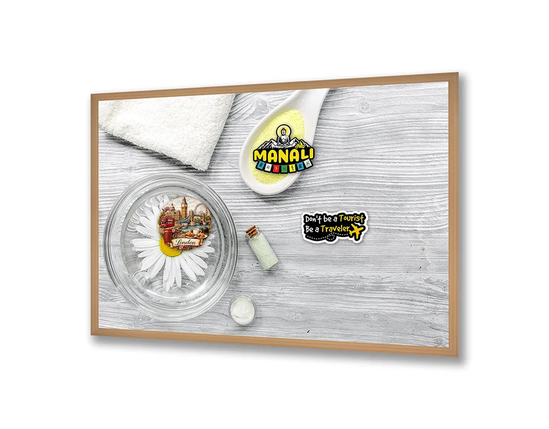 Metall Magnetboard mit hochwertigem Spa Elementen Mit Weiße Blumen Design