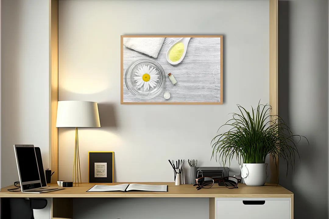 Metall Magnetboard mit hochwertigem Spa Elementen Mit Weiße Blumen Design