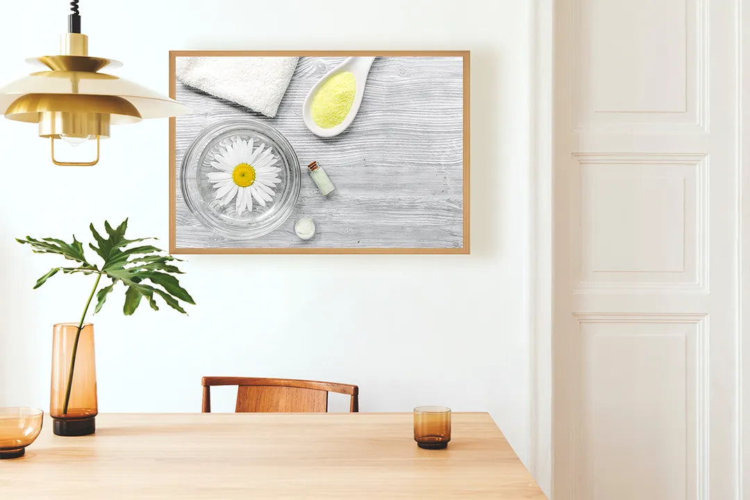 Metall Magnetboard mit hochwertigem Spa Elementen Mit Weiße Blumen Design