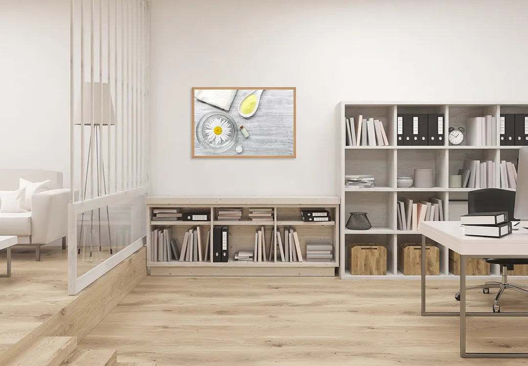Metall Magnetboard mit hochwertigem Spa Elementen Mit Weiße Blumen Design