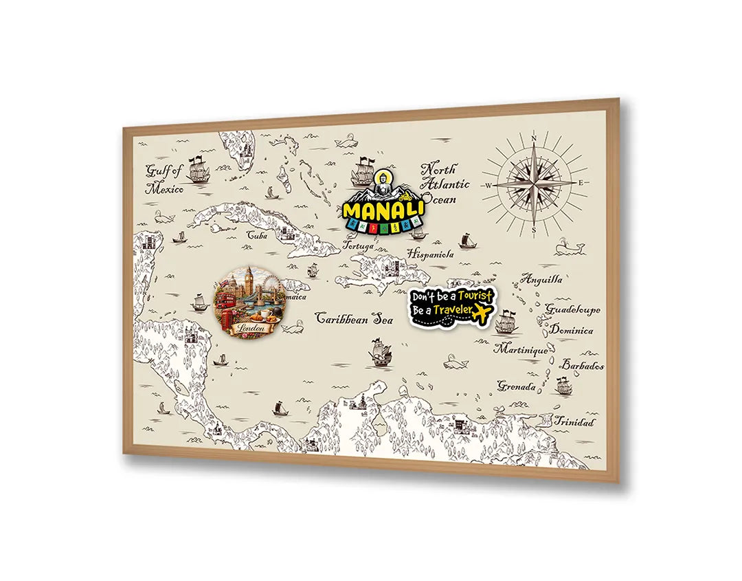 Metall Magnetboard mit hochwertigem Nautische Historische Landkarte Mit Schepen Design