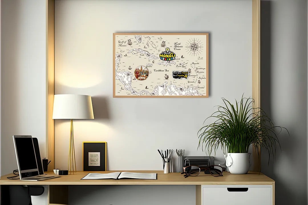 Metall Magnetboard mit hochwertigem Nautische Historische Landkarte Mit Schepen Design