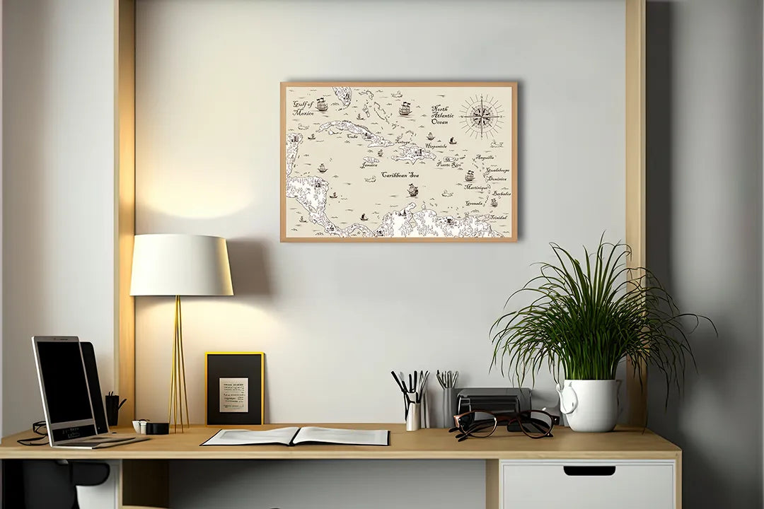 Metall Magnetboard mit hochwertigem Nautische Historische Landkarte Mit Schepen Design