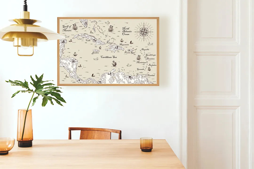 Metall Magnetboard mit hochwertigem Nautische Historische Landkarte Mit Schepen Design