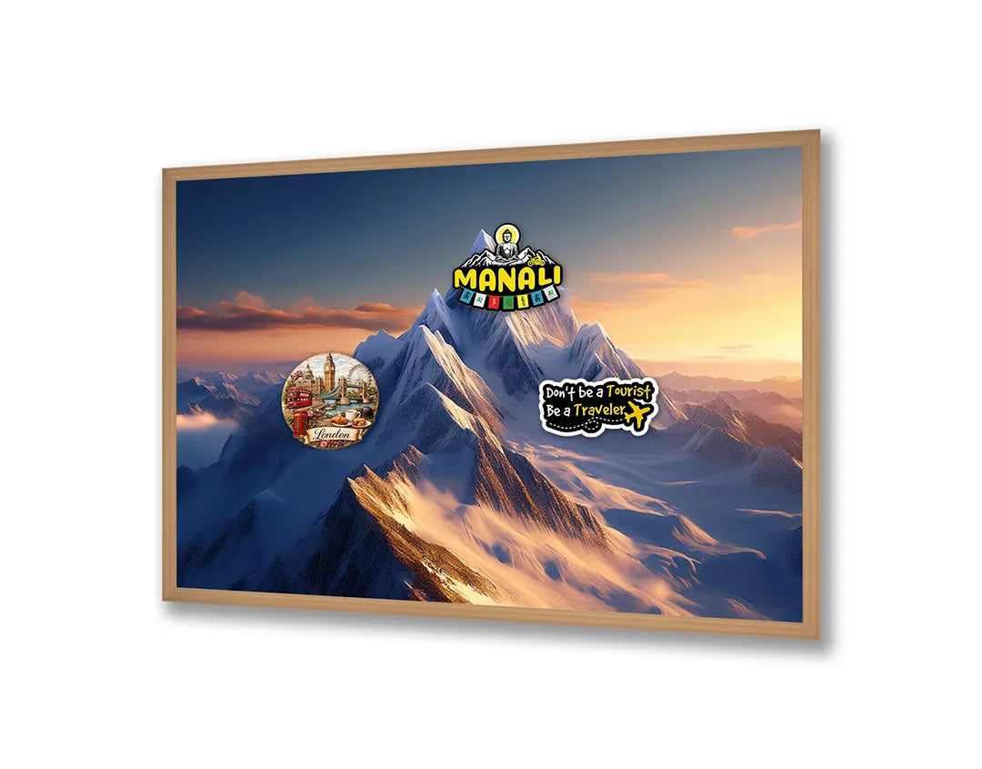 Metall Magnetboard mit hochwertigem Berggipfel Sonnenuntergang Winter Design
