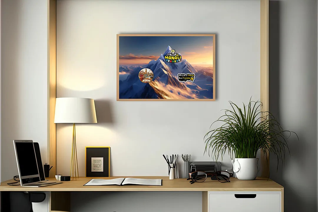 Metall Magnetboard mit hochwertigem Berggipfel Sonnenuntergang Winter Design